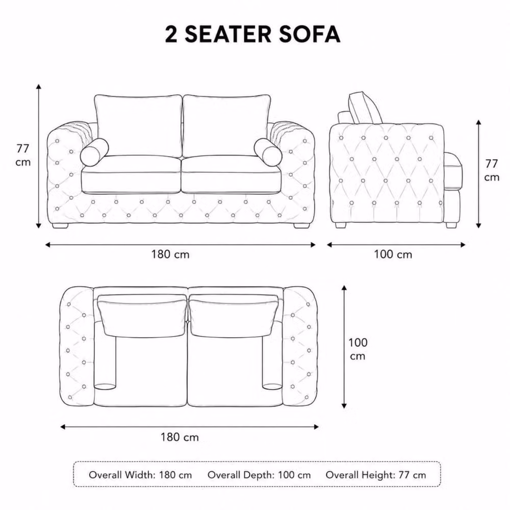 Stratus Interiors Ashley Tufted Chesterfield 2 Seater Fabric Sofa in Beige – 2