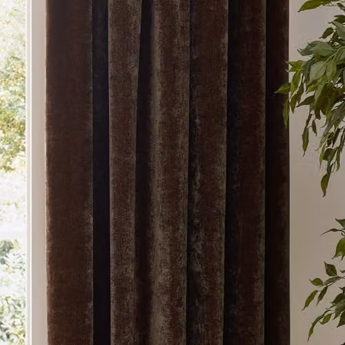 Yard Heavy Chenille Velvet Room Darkening Pencil Pleat Curtains, Brown, W: 168 cm, H: 229 cm – 3