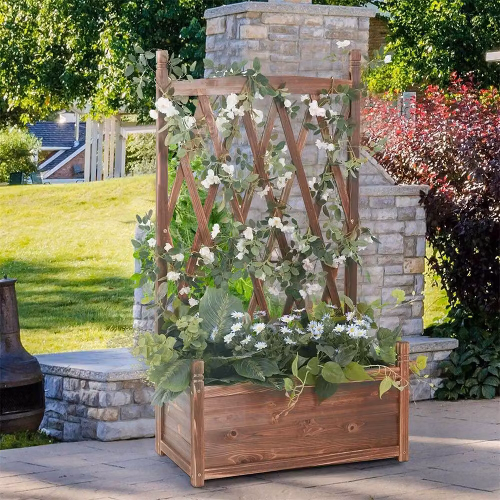 EONLION Wooden Raised Garden Bed and Planter in Brown, W/D/H: 115 x 64 x 20 cm – 4