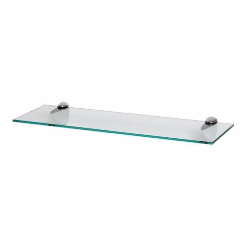 Harbour Housewares Floating Glass Wall Shelf with Silver Metal Brackets, Width: 60 cm