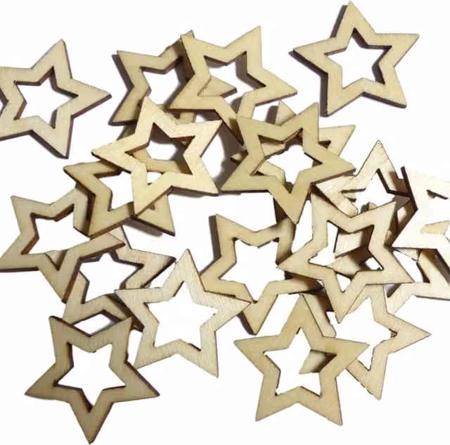 Syntego Pack of 50 Brown Wooden Star Confetti