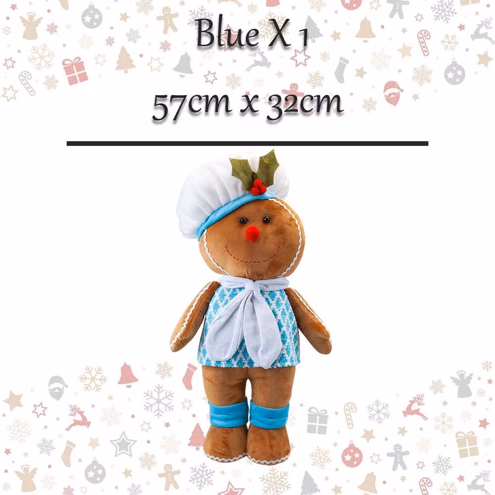 VFM e-Store Christmas Standing Gingerbread Decoration, Blue and Multicolour, H 57 cm x W 32 cm x D 32 cm – 2