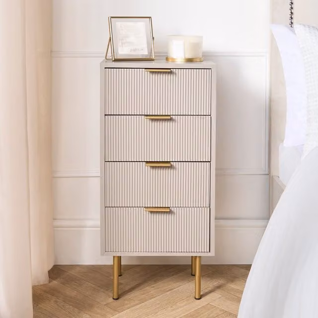 OHS Ribbed 4-Drawer Storage Cabinet in Sand Engineered Wood