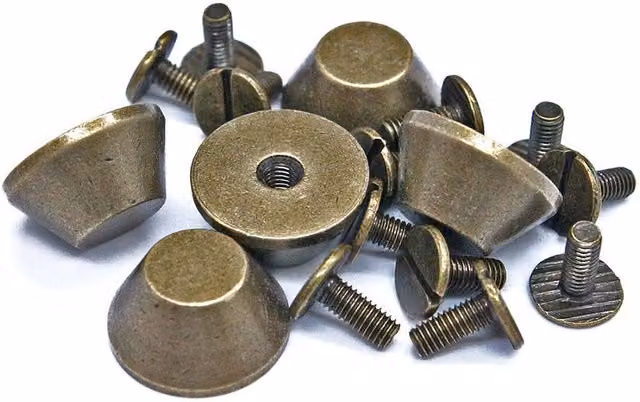 Neel Blue 10mm Mushroom Spike Screwback Flat Head Studs Rivets, 50 Pieces in Bronze Brass – 1