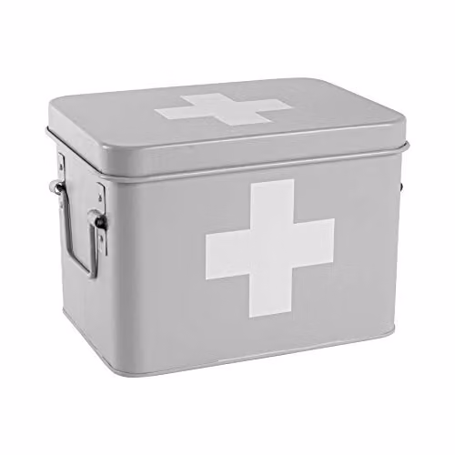 Harbour Housewares Vintage Metal First Aid Box in Grey with Handles – 1