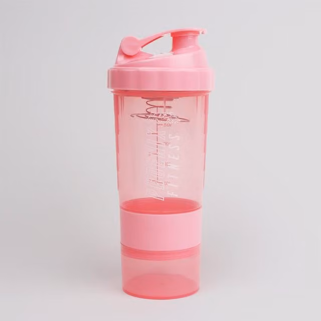 Phoenix Fitness Pink Leakproof BPA-Free Compartment Shaker Bottle