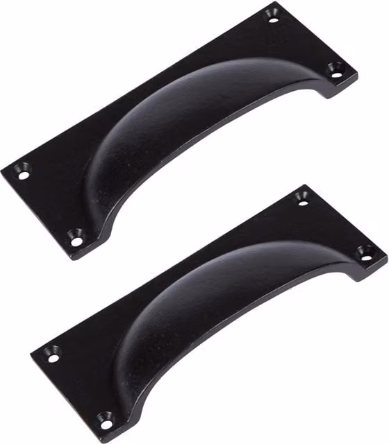 Hammer and Tongs Matt Black Iron Rectangular Cabinet Cup Handles, Pack of 2, W: 130 mm, H: 50 mm