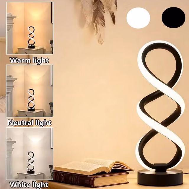 KORVIXA Black Modern Dimmable LED Table Lamp