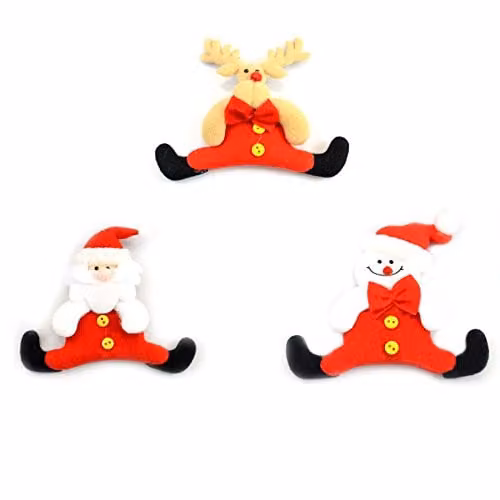 Shatchi Handmade Multicolour Christmas Tree Hanging Decorations featuring Santa, Snowman and Reindeer Figures – 1