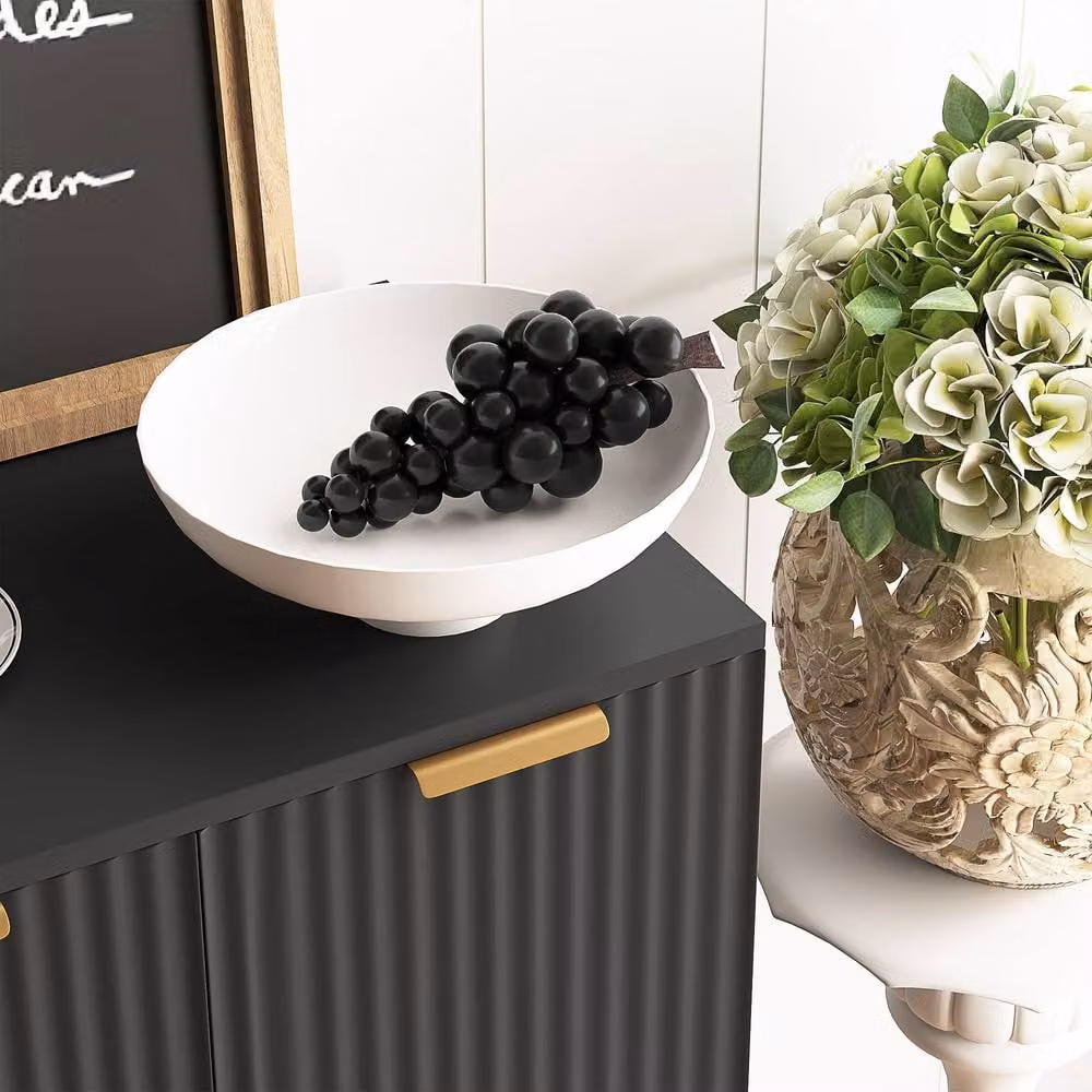 STILVORA Modern Black Sideboard with Adjustable Shelves and Metal Legs W/D/H: 120 x 40 x 90 cm – 9