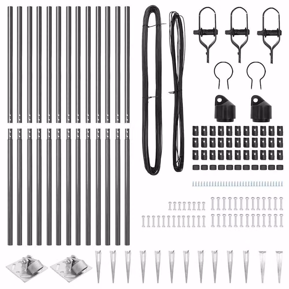 vidaXL Set of 26 Round Grey Metal and Plastic Sturdy Fence Posts – 4