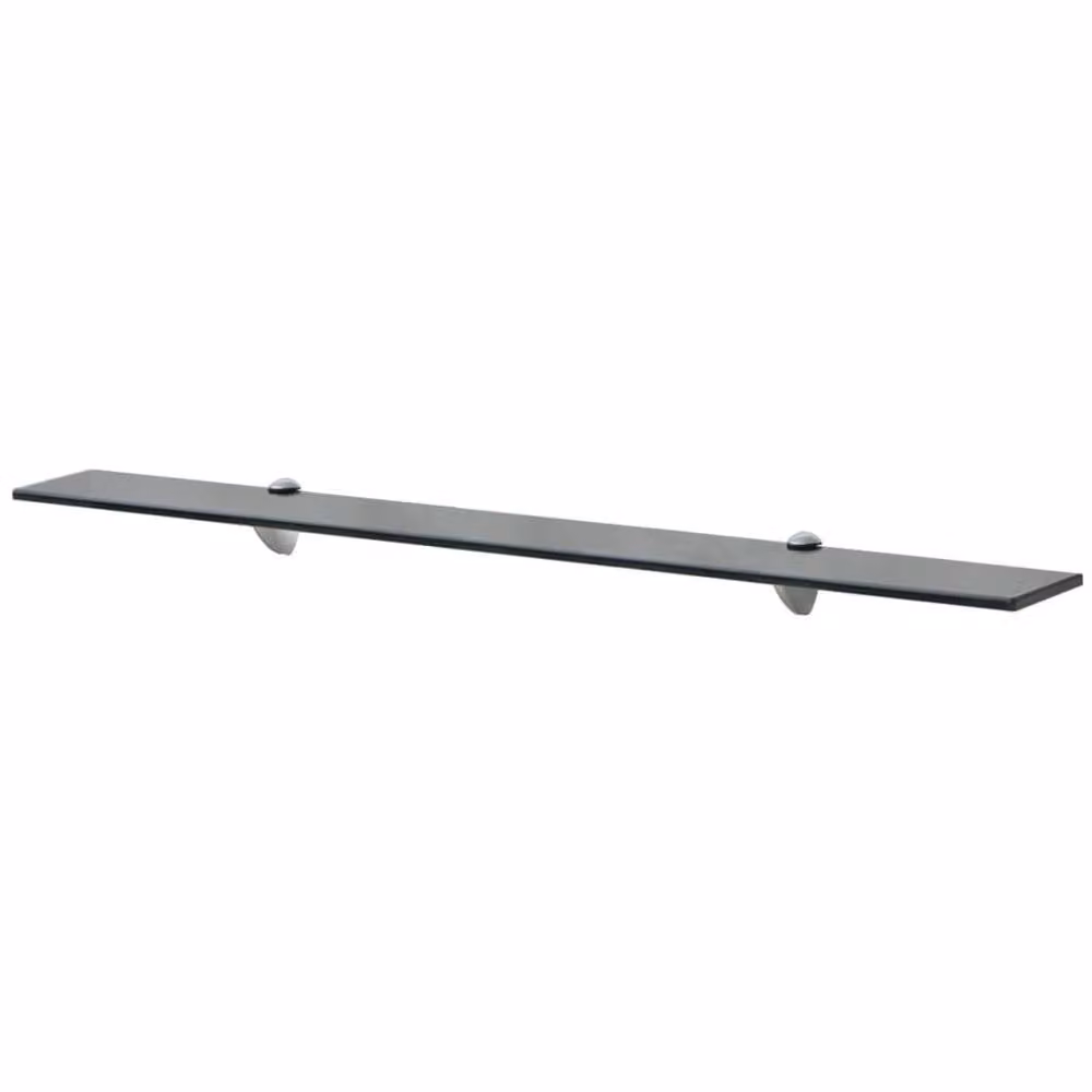 Berkfield Home Modern Floating Glass Wall Mounted Shelf in Black, W: 90 cm, D: 10 cm – 2
