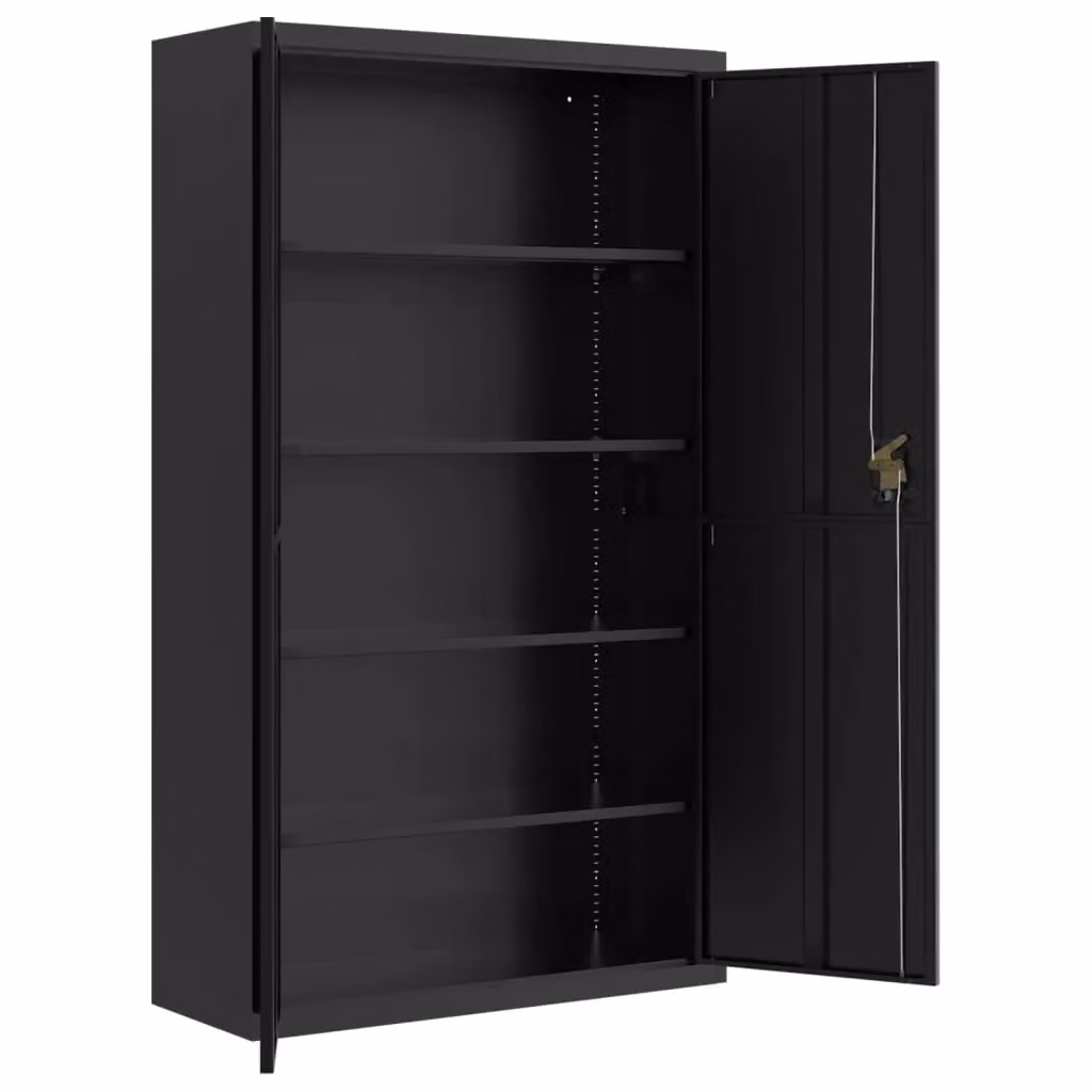 Berkfield Home Black Steel File Cabinet with Adjustable Shelves and Lock, W/D/H: 105 x 40 x 180 cm – 3
