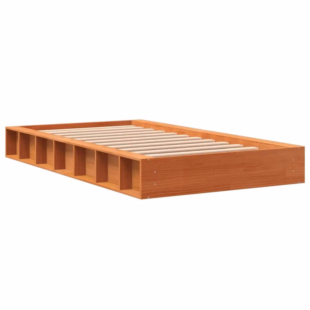 Berkfield Home Single Solid Wood Pine Bed Frame in Wax Brown, W/D/H: 90 x 190 cm – 3
