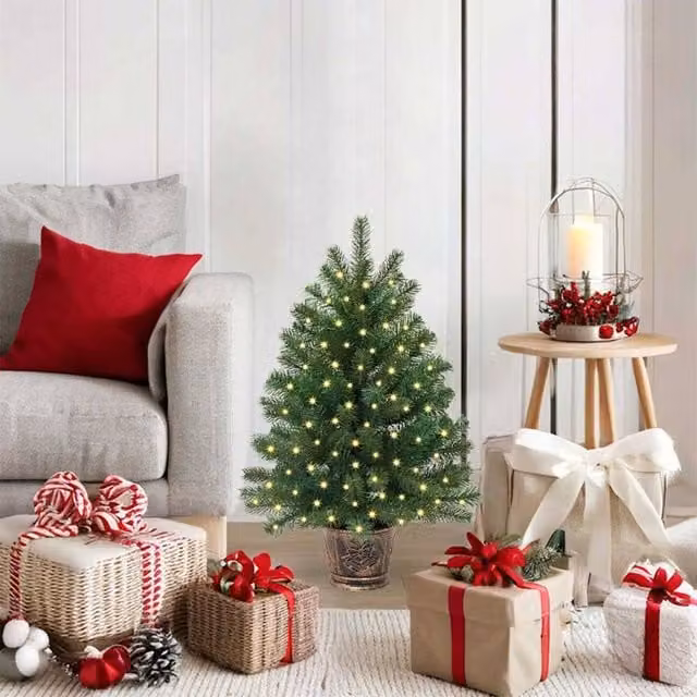 Berkfield Home Green Artificial Tabletop Christmas Tree with 150 LEDs, Height: 65 cm