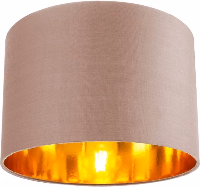 Happy Homewares Contemporary Round Cotton Lamp Shade in Taupe/Beige with Shiny Paper Inner, Diameter: 30.48 cm