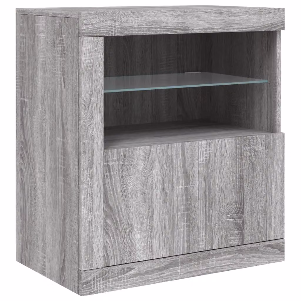 Berkfield Home Modern Sideboard with Integrated LED Lights in Grey Sonoma, W/D/H: 162 x 37 x 67 cm – 6