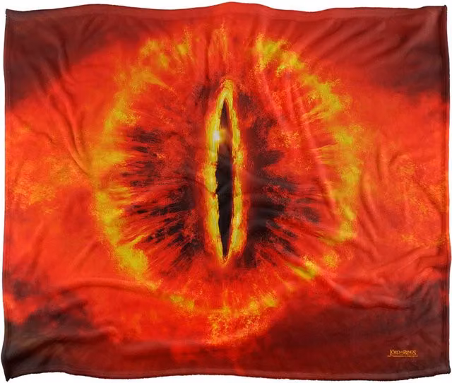 Lord of the Rings Eye of Sauron Super Soft Silky Touch Throw Blanket, White, W: 152 cm, D: 127 cm