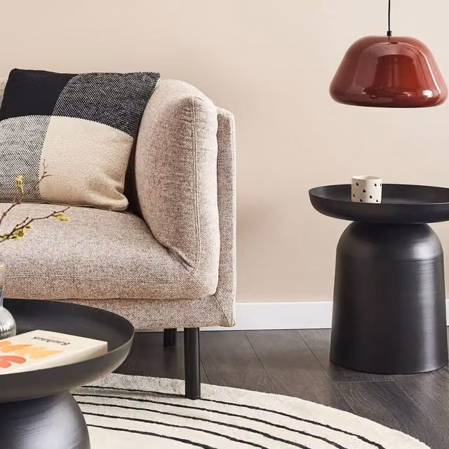 Wyld and Coco Geometric Black Matt Metal Round Side Table