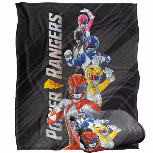 LOGOVISION Power Rangers Ranger Stack Super Soft Fleece Throw Blanket, Multicolour, W: 152 cm, D: 127 cm