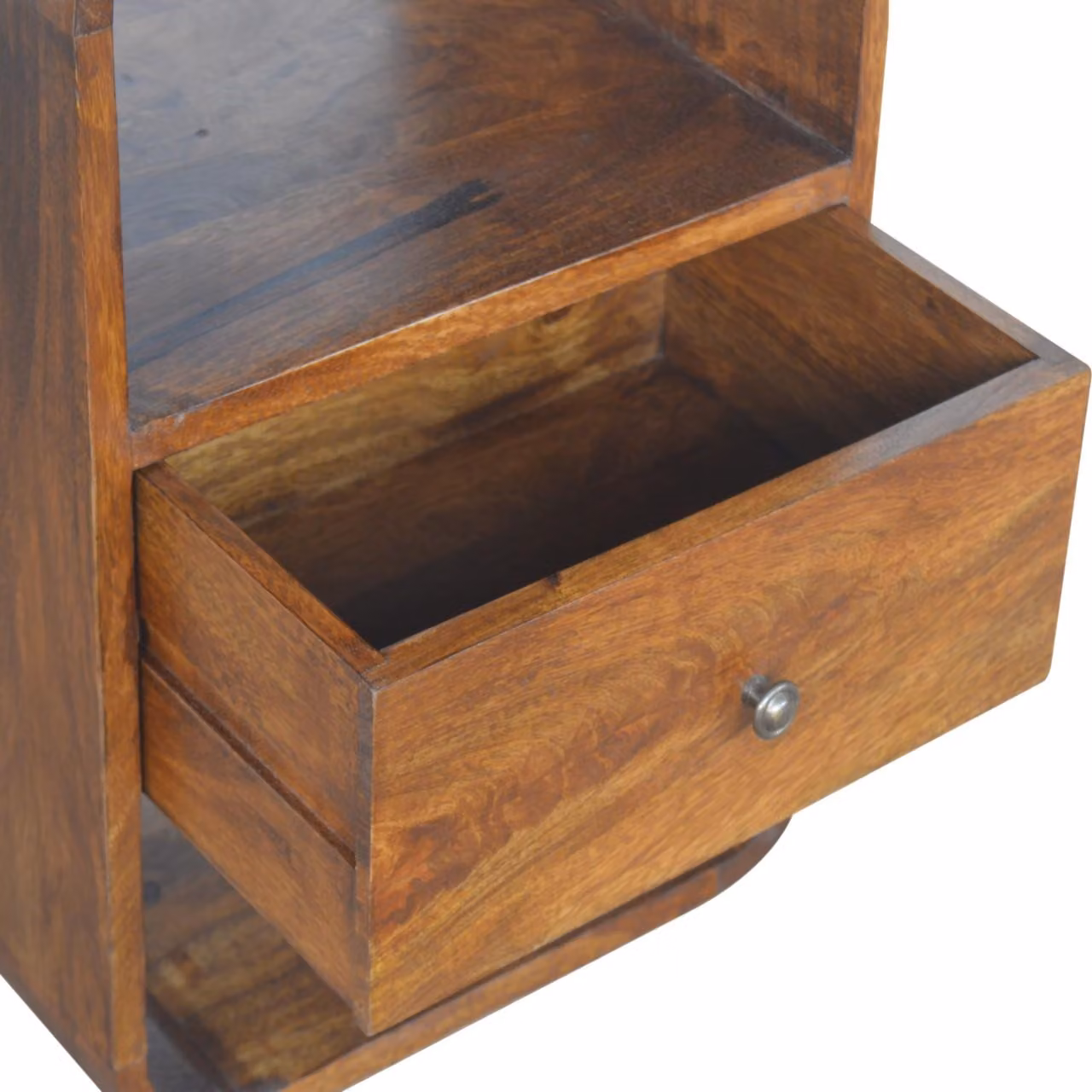 Aosom UK Solid Mango Wood Bedside Cabinet with 2 Drawers and 2 Open Slots, Brown, W: 35 cm, D: 40 cm, H: 55 cm – 4