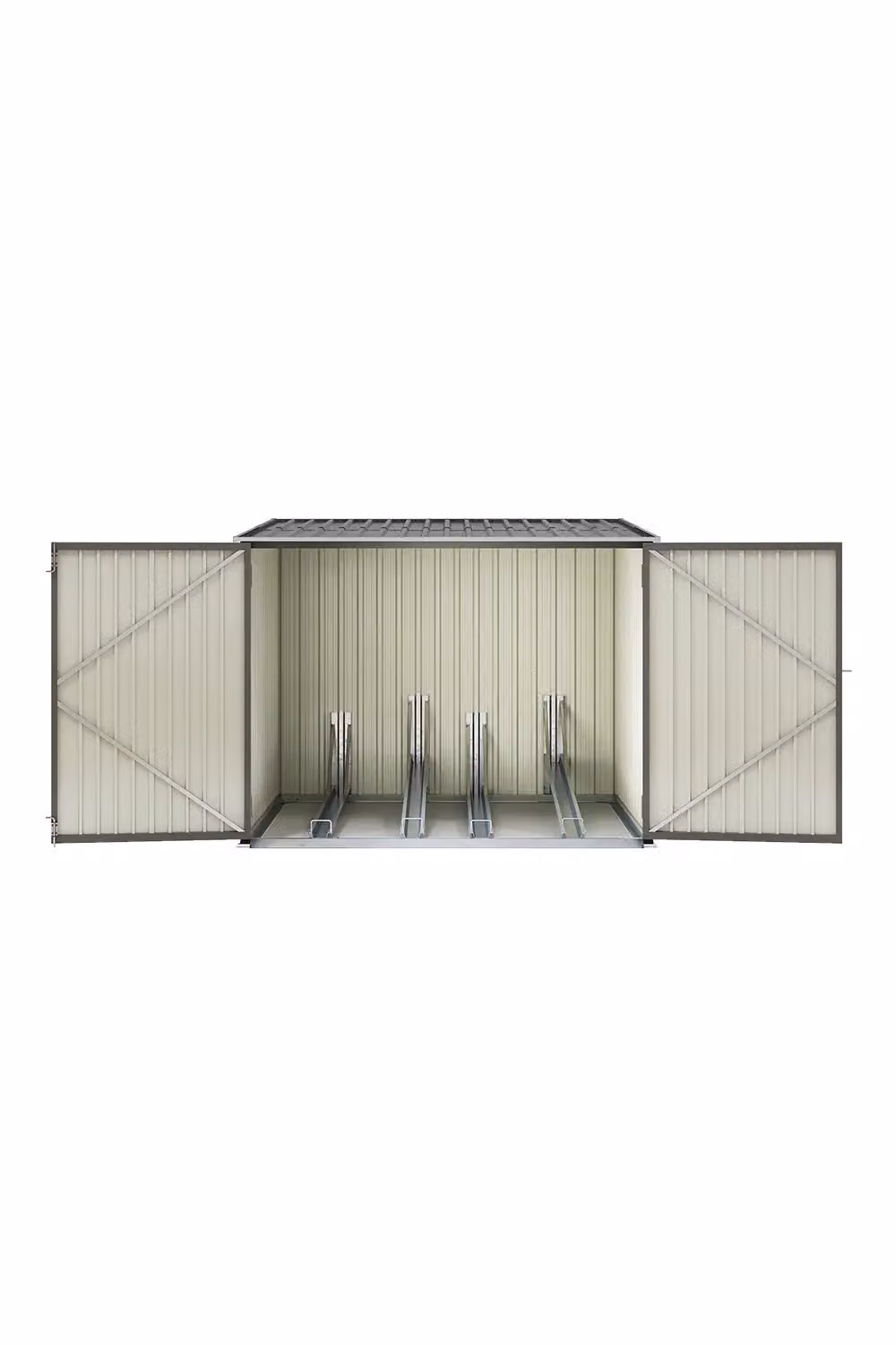 Living and Home Lockable Metal Outdoor Bike Storage Shed in Grey, W/D/H: 195.0 x 157.5 x 205.0 cm – 3
