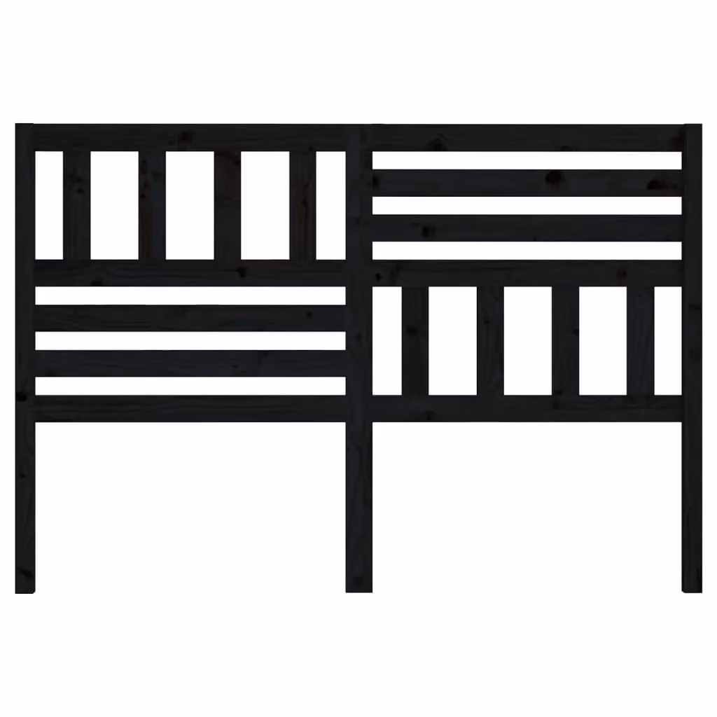 Berkfield Home Rustic Solid Pine Bed Headboard in Black, W: 126 cm, D: 4 cm, H: 100 cm – 3