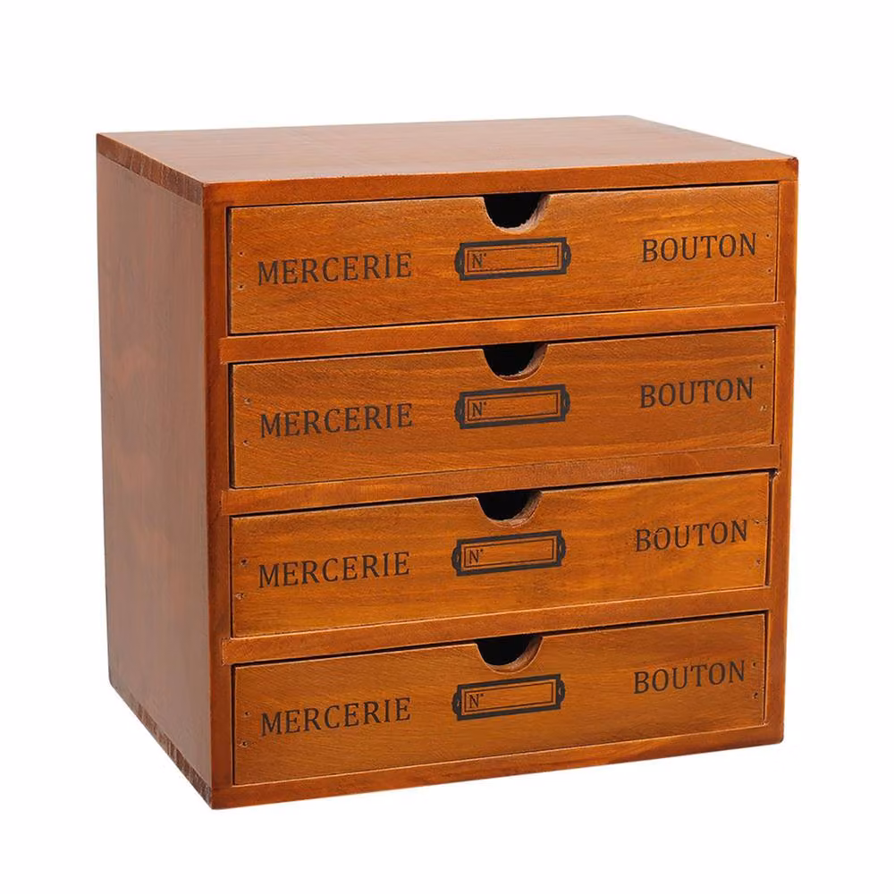 Garden Sanctuary Rustic 4-Drawer Wooden Organizer Box in Brown – 2