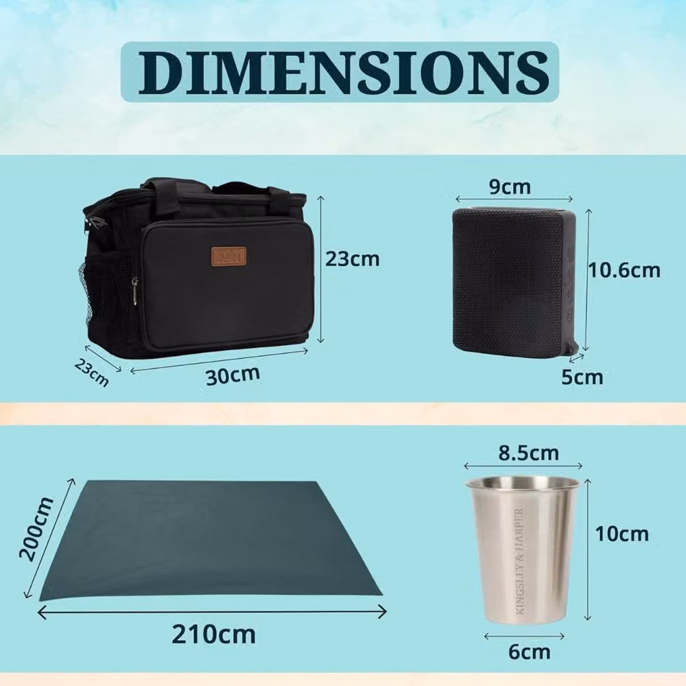 Kingsley & Harper Socialite Picnic and Outdoor Entertaining Set with Speaker, Tumblers and Cool Bag in Black – 3