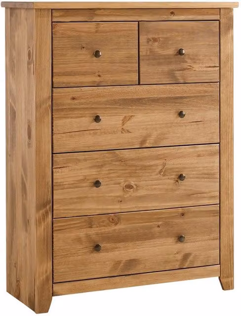 LPD Home Havana Solid Pine Chest of Drawers in Brown Waxed Finish – 5