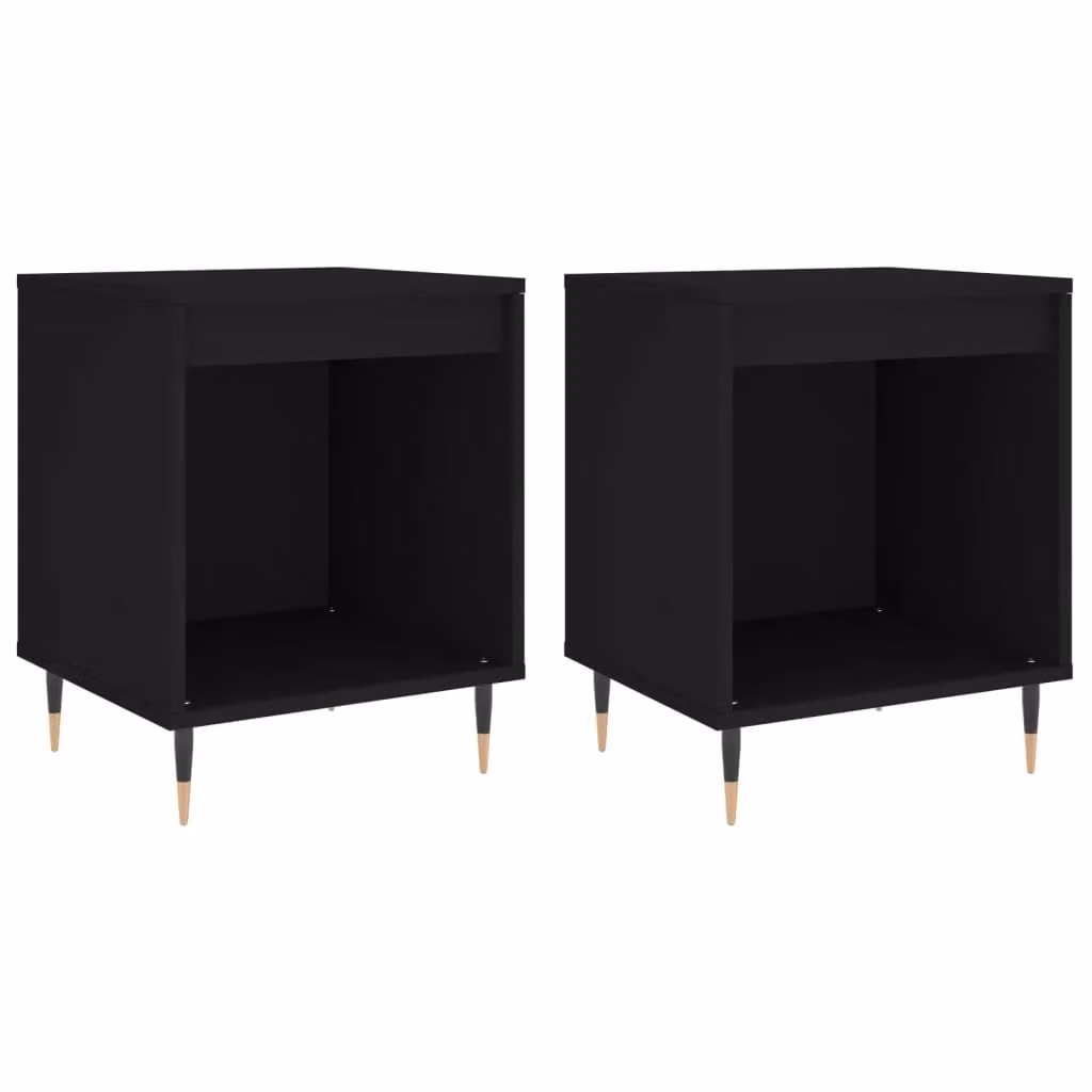 Berkfield Home Set of 2 Modern Black Bedside Cabinets, W/D/H: 40 x 35 x 50 cm – 1