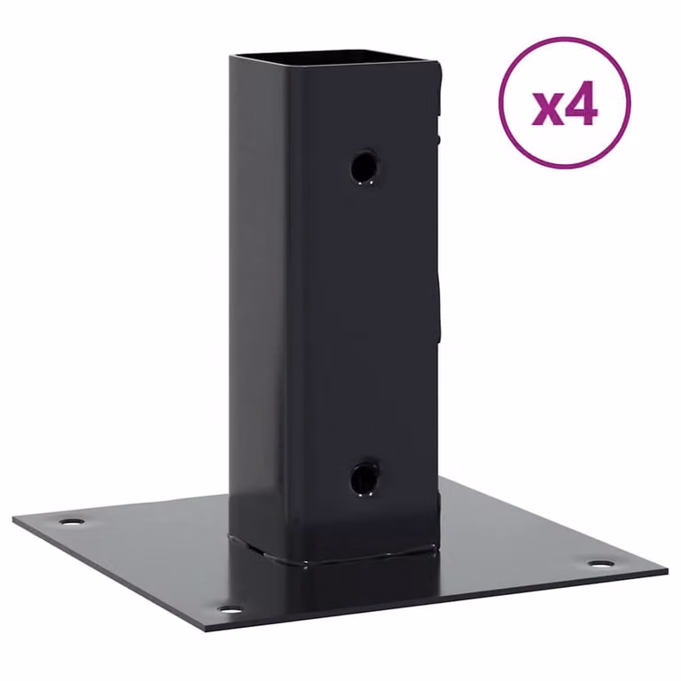 Berkfield Home Square Post Bases, 4 Pack, Anthracite, Powder-coated Steel, 46 x 46 mm