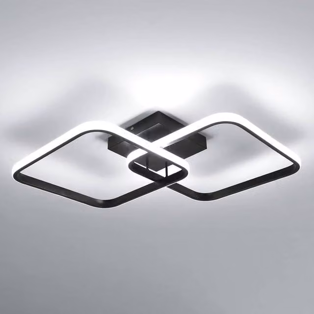 Goeco Modern Square LED Ceiling Light, 42 W, Black Acrylic and Aluminium, 6500 K Cool White
