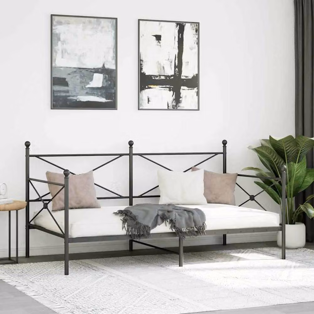 Berkfield Home Metal Day Bed in Black, W/D/H: 100 x 200 cm – 2