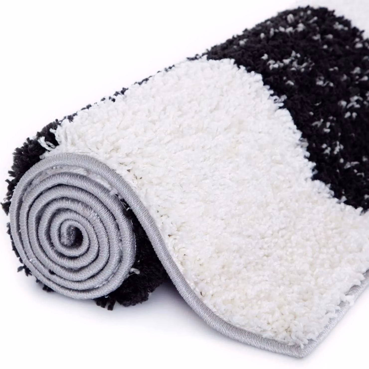 THE RUGS Modern Checked Grey Shaggy Area Rug, W/D/H: 160 x 230 cm – 10