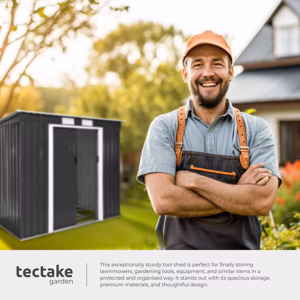 tectake Multicolour Metal Shed with Gable Roof and Sliding Doors, W/D/H: 213 x 130 x 173 cm – 7