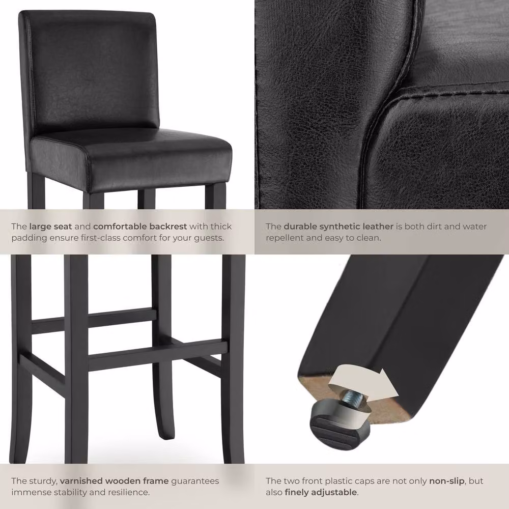 tectake Dover Modern Bar Stool Set of 6 in Black – 5