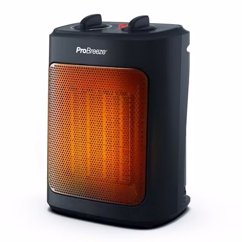 Pro Breeze 2000W Mini Ceramic Fan Heater in Black