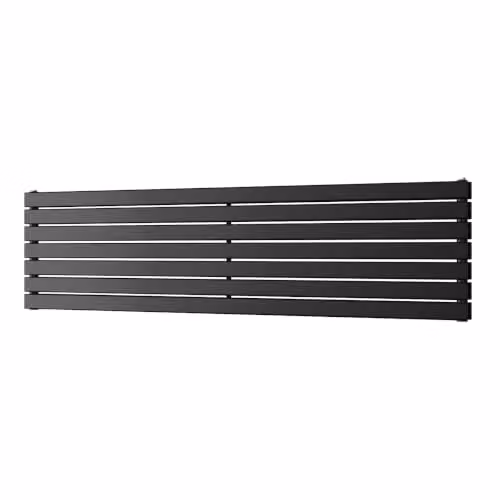 UK Radiators Typhoon Axis Black Flat Tube Horizontal Designer Radiator, W: 1800 mm, H: 47.6 cm – 2