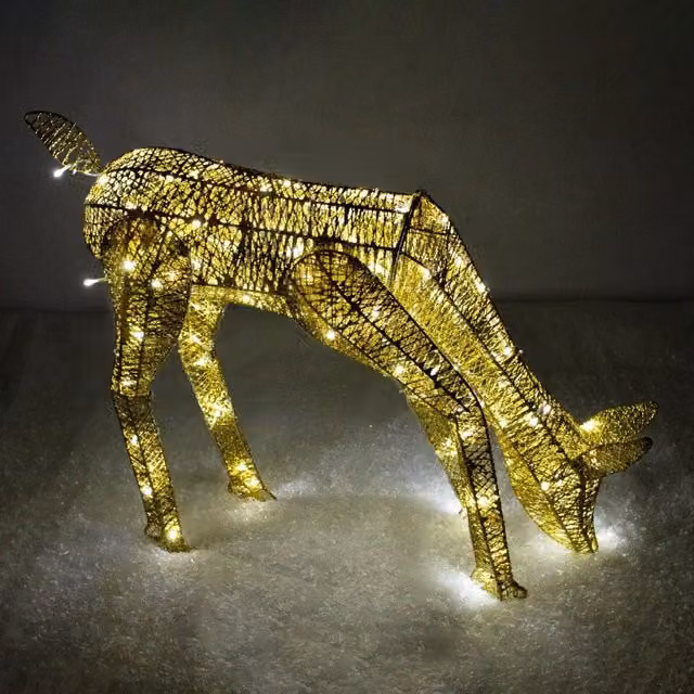 Monstershop Gold Grazing Doe Light Up Reindeer with Ice White LED, Height: 61 cm – 1