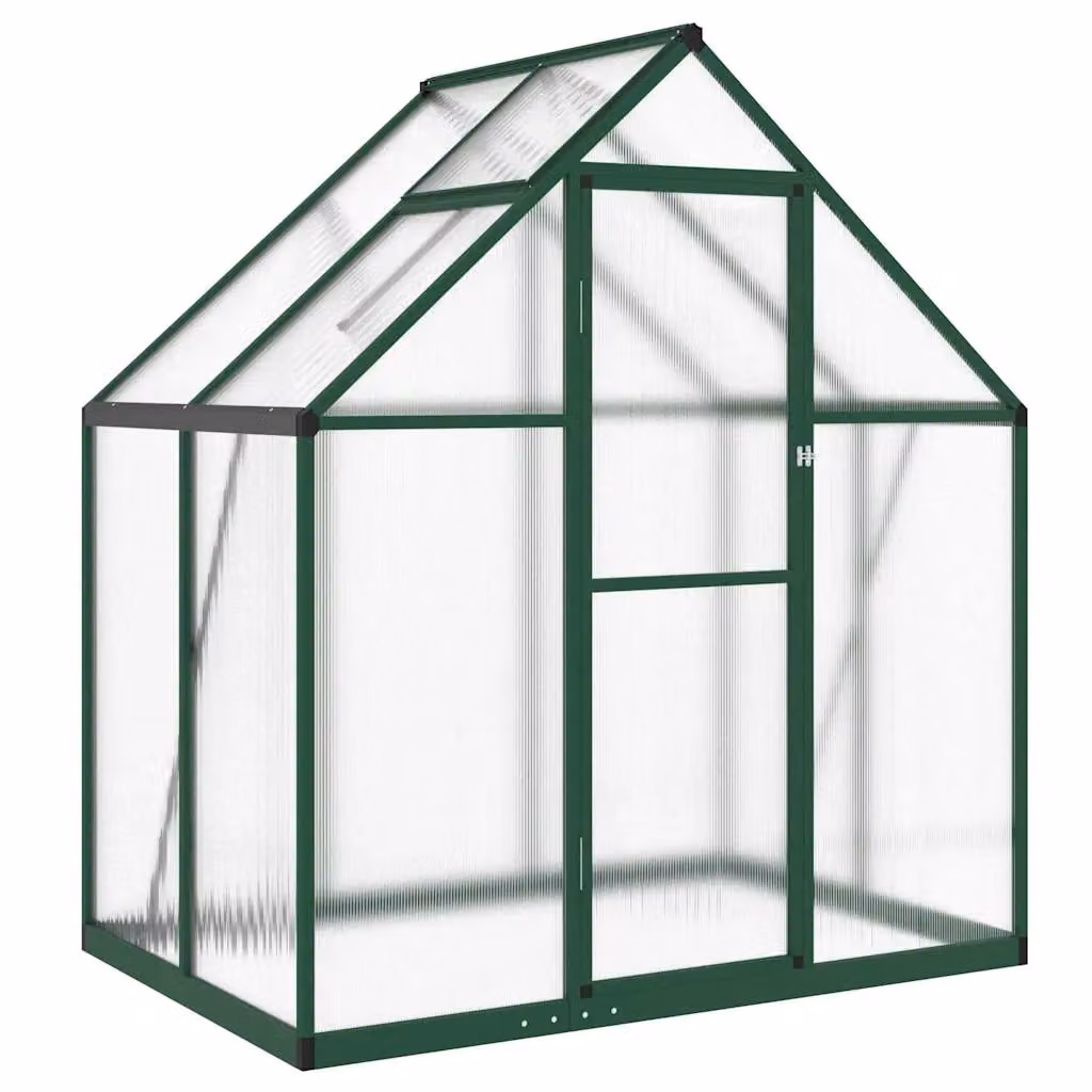 Berkfield Home Greenhouse with Base Frame in Green, Aluminium and Polycarbonate, W/D/H: 169 x 114 x 195 cm – 2