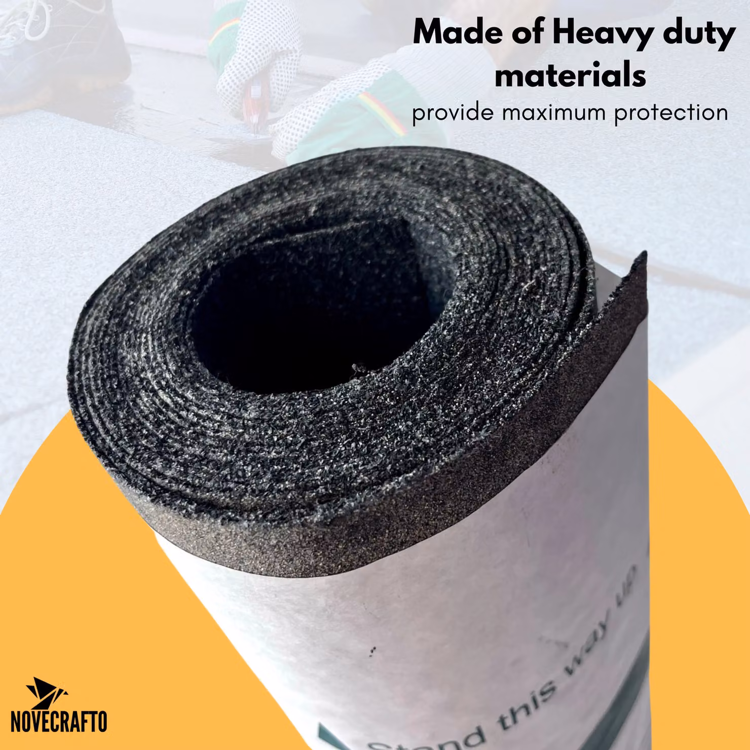 Novecrafto Heavy-Duty Mineral Shed Roofing Felt, Standard Grade, Black, W: 1 m, L: 5 m – 7