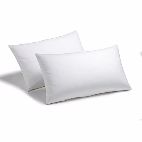 Homespace Direct Pair of White Hollowfibre Hypoallergenic Bounce Back Pillows with Polycotton Cover