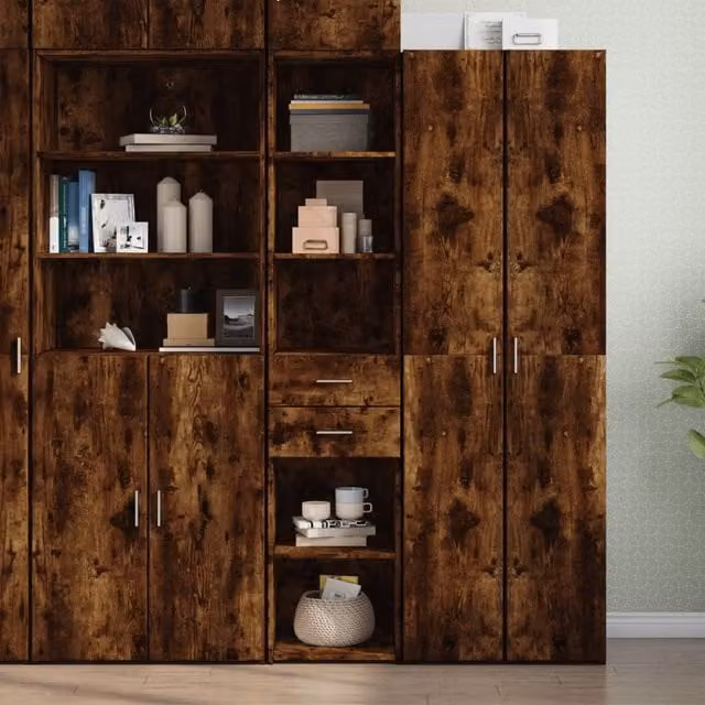 Berkfield Home Smoked Oak Highboard in Brown, W/D/H: 40 x 42.5 x 185 cm
