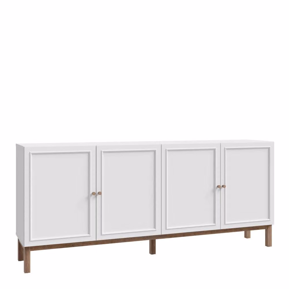Wyld Haus Sofia Sideboard in Light Grey and Oak with 4 Doors and 1 Drawer – 3