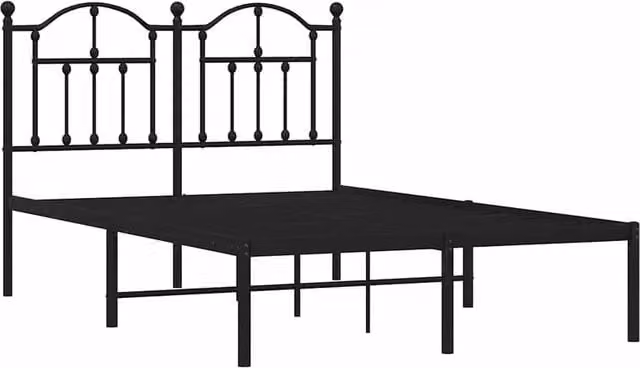 Berkfield Home Metal Bed Frame with Headboard in Black, W/D/H: 120 x 200 cm