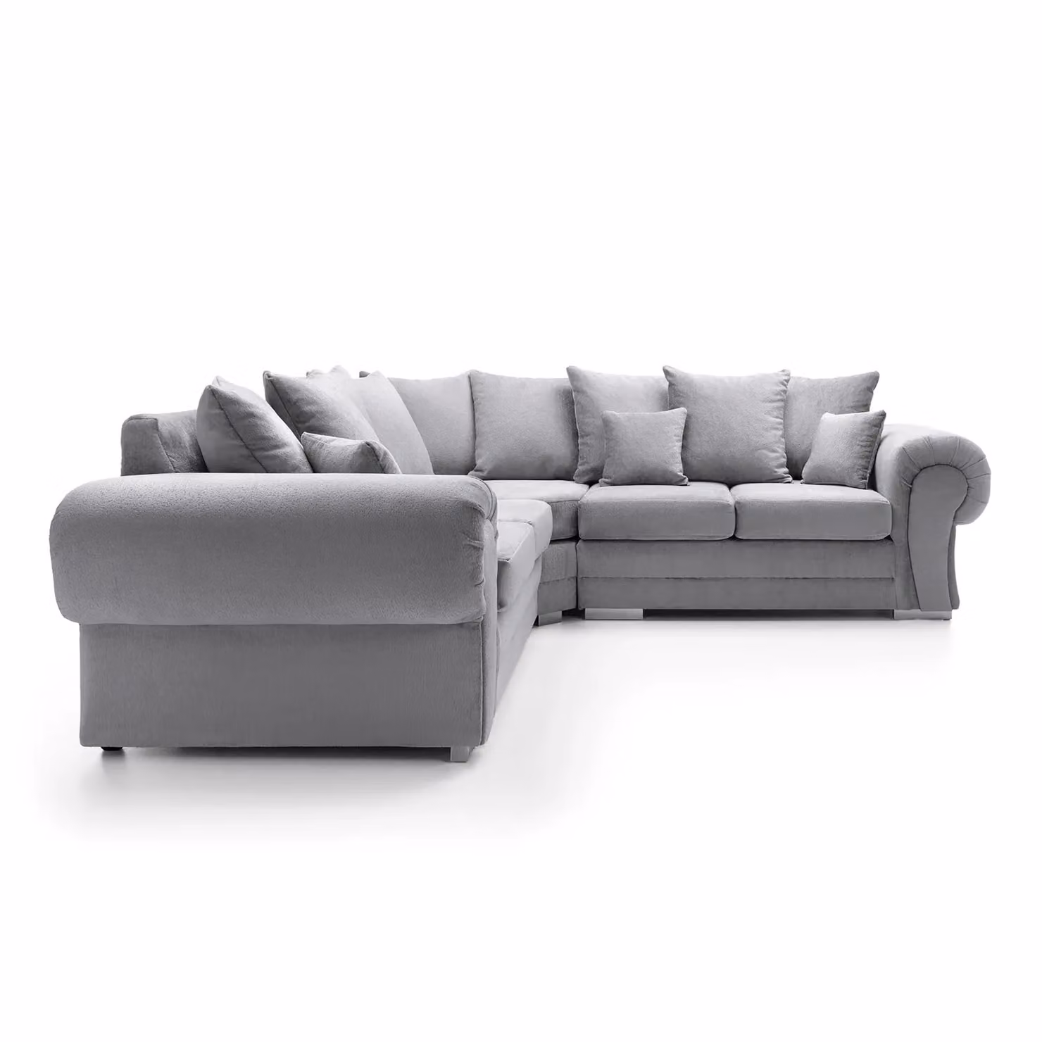 Abakus Direct Verona L-Shaped Corner Sofa in Light Grey Crushed Chenille, W/D/H: 245 x 245 x 80 cm – 2