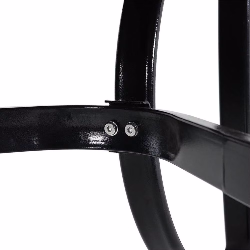FORGEVIO Black Round Dining Table with Parasol Hole, Diameter: 105 cm – 3