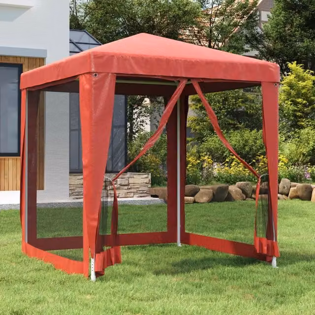 Berkfield Home Red Party Tent with 4 Mesh Sidewalls, W/D: 2 x 2 m