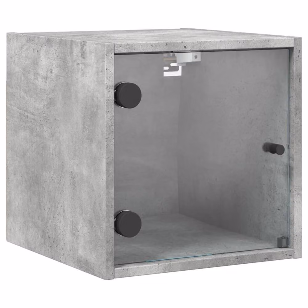 Berkfield Home Elegant Bedside Cabinets with Glass Doors, 2 Pack, Concrete Grey, W/D/H: 35 x 20 x 37 cm – 3